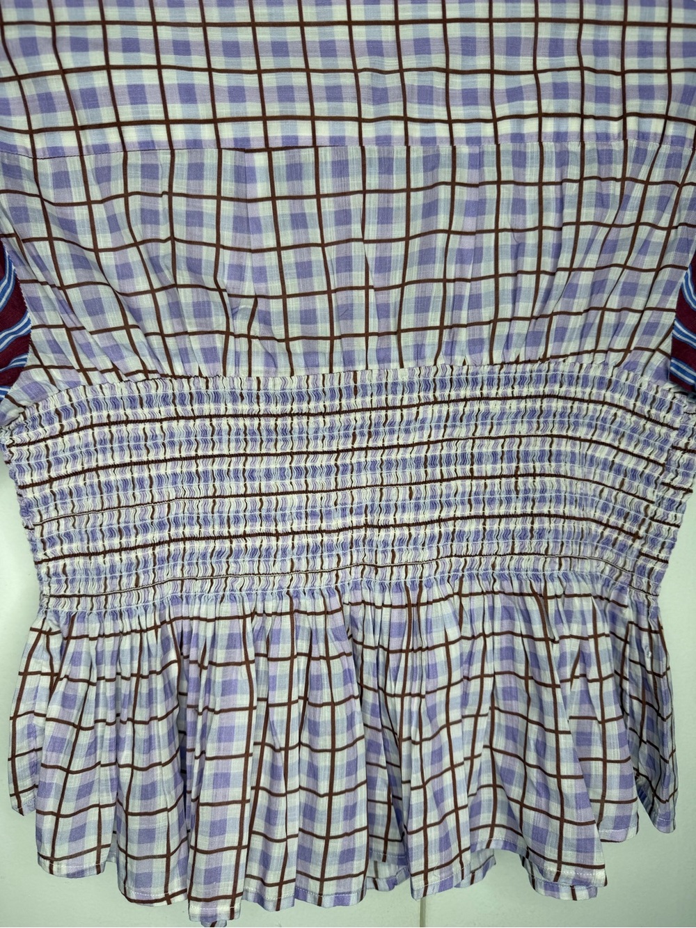 Anthropologie Lavender Plaid Button-Down with Maroon Striped Accents - Picture 10 of 12